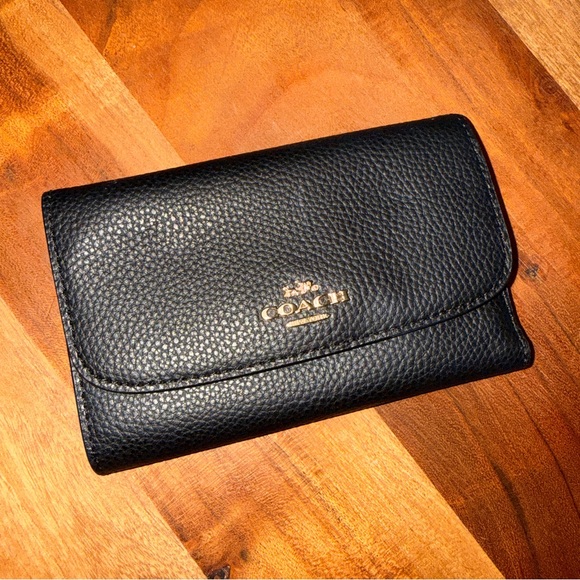 Coach | Bags | Coach Textured Black Leather Wallet | Poshmark